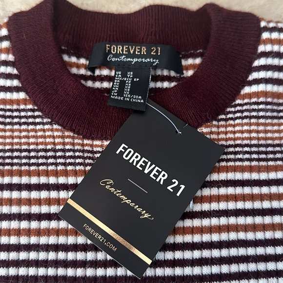 FOREVER 21 Burgundy/Amber Stripe Sweater Top - Picture 3 of 6